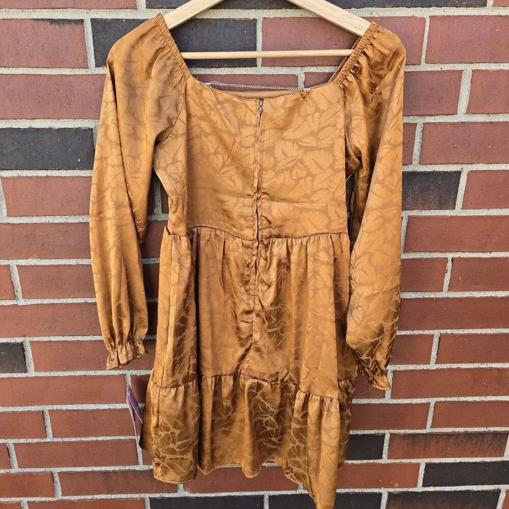 Rare Editions Girls Size 16 Puff Sleeve Ruffle Hem Dress with Necklace, 2-Pieces